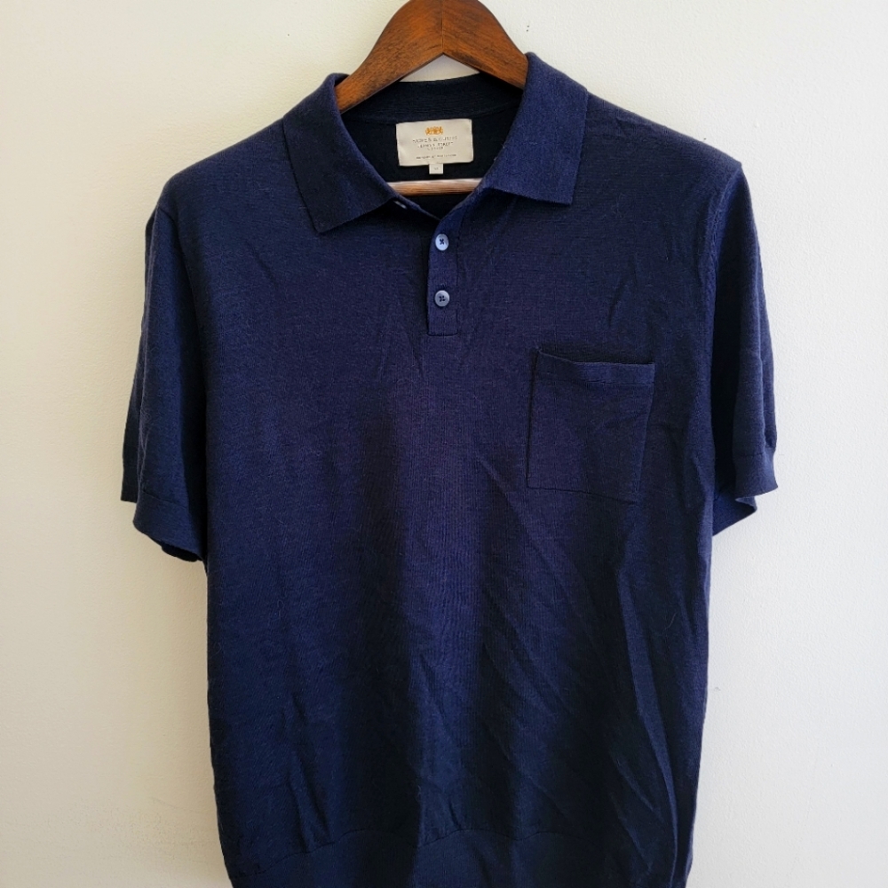 Hawes and Curtis pocket polo navy XL